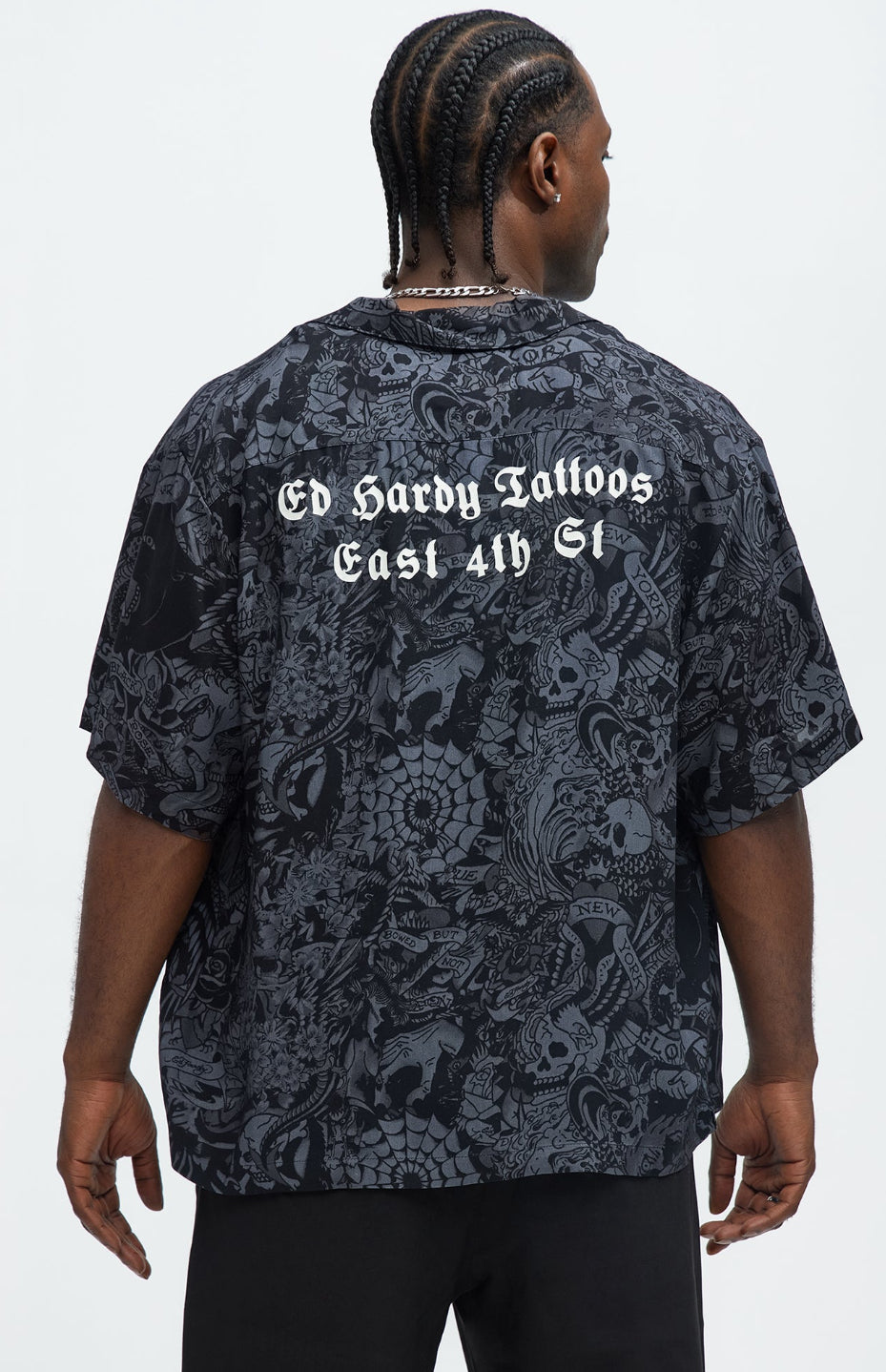 Ed Hardy Regular Fit Cobra Flame Button Up Shirt