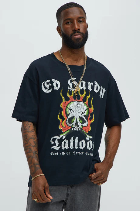 Ed Hardy Tattos Oversize Short Sleeve Tee